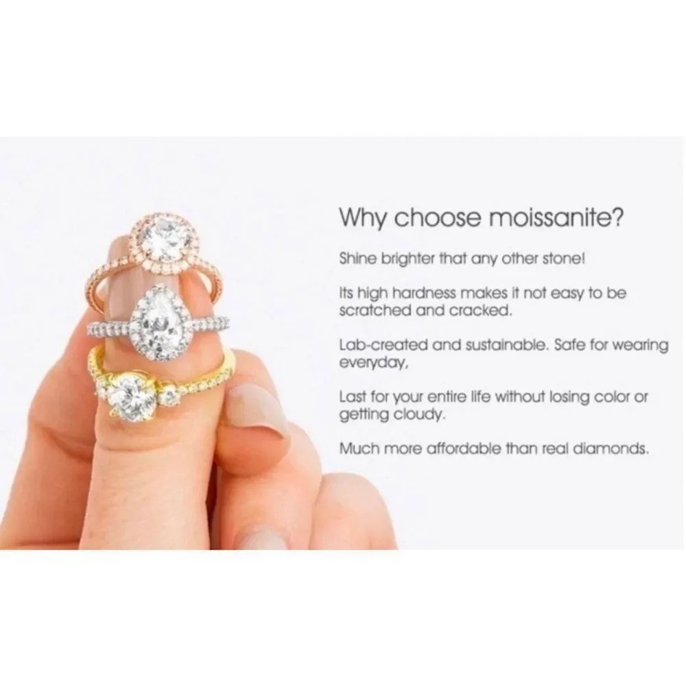 2.3 Ct. CERTIFIED Genuine Moissanite Diamond 3 Pc. Floral Wedding Ring Set #9